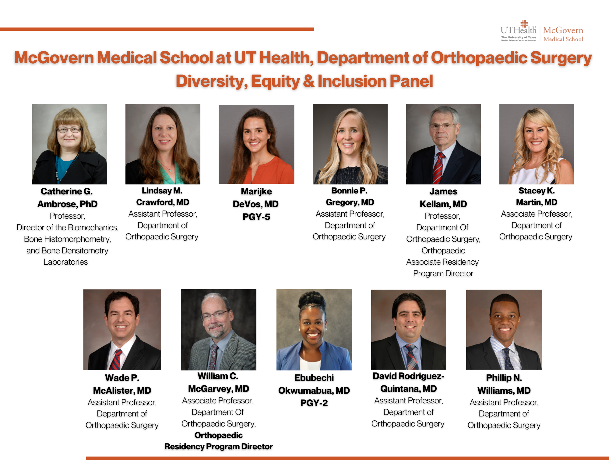 UT Ortho Diversity, Equity and, Inclusion Panel
