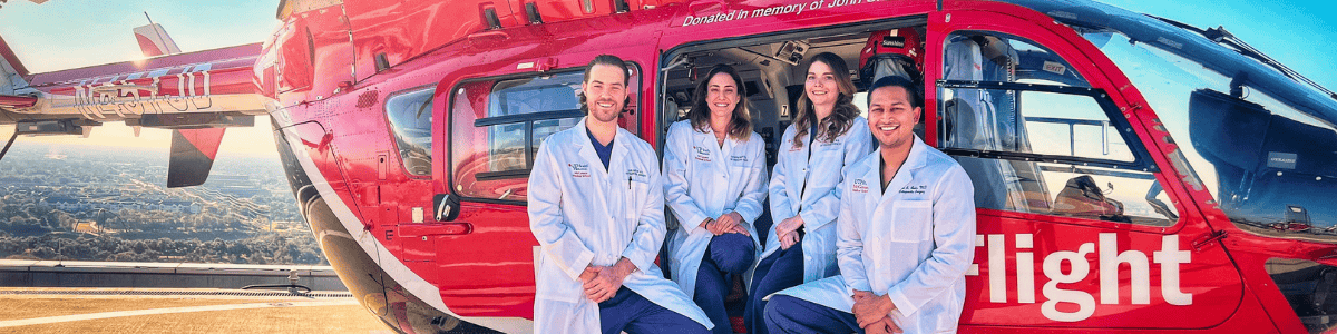 Trauma fellows on helipad