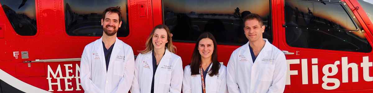 Trauma Fellows 2025 in front of lifeflight