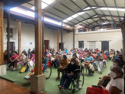 Patients wait to be seen after traveling long distances. (Photo provided by Dr. Berkman)