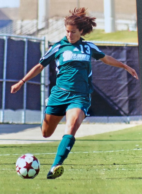 Jessica Traver, MD, playing soccer