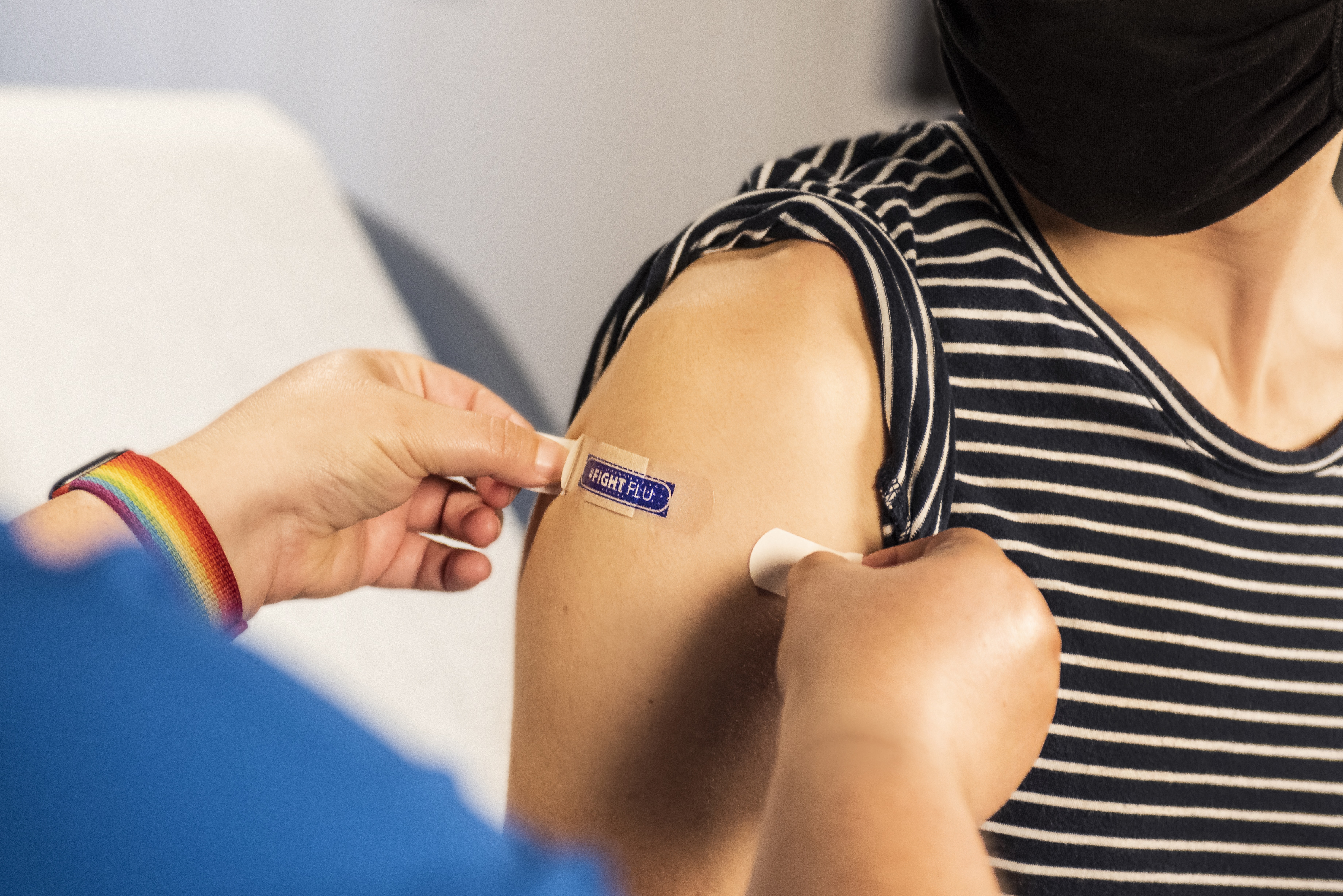 Woman receiving vaccine
