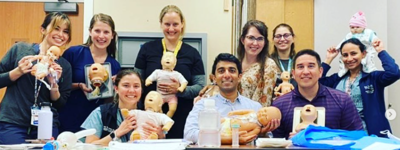 Neonatology fellows during a simulation course