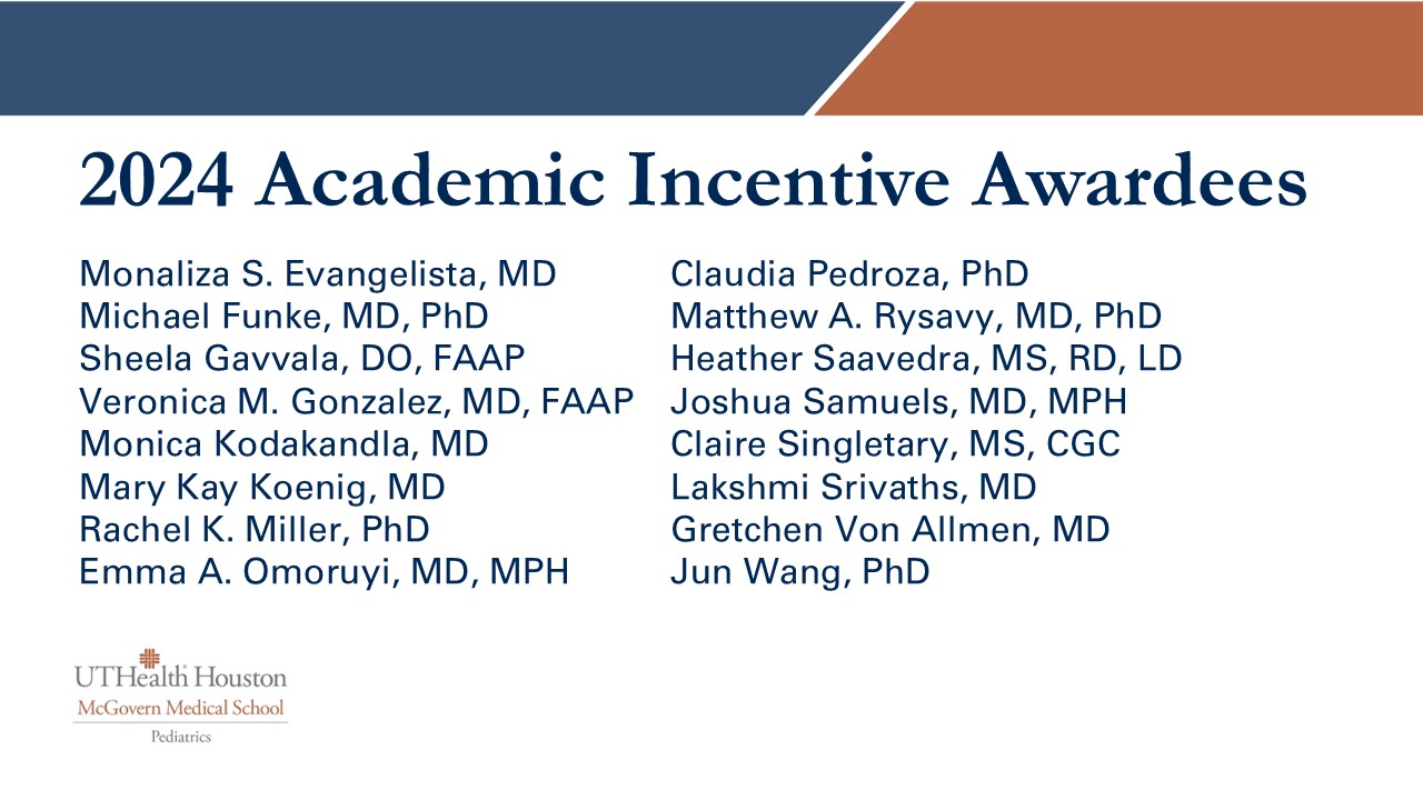 List of academic incentive recipients