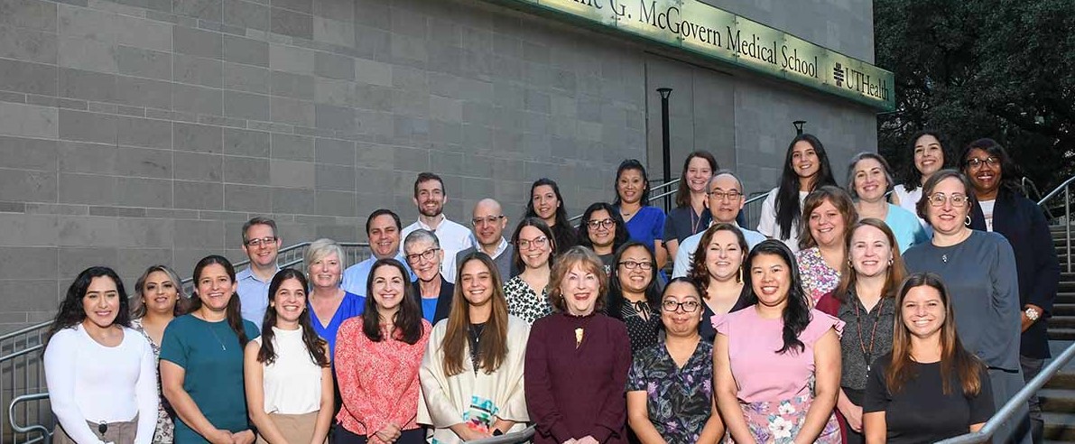 Medical Genetics team on medical school steps