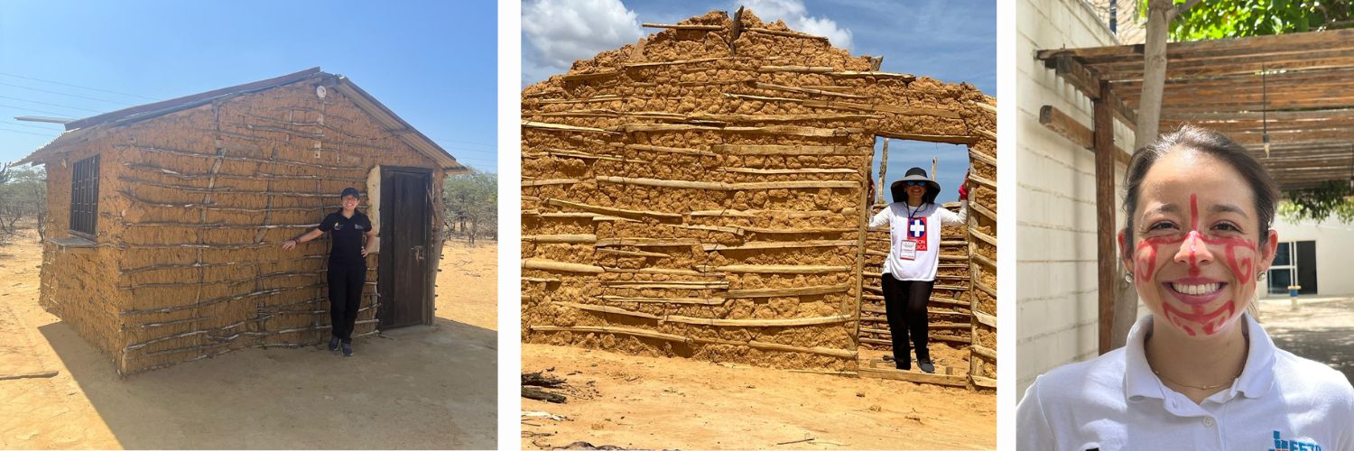 Dr. Varela standing outside huts and up close in Colombia