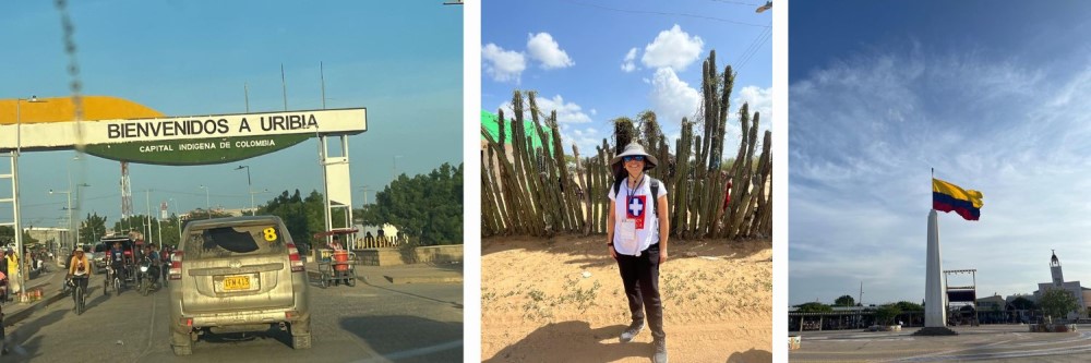 Entering Uribia, Dr. Varela in the countryside, flag of Colombia