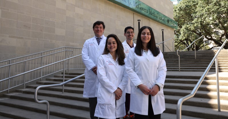 Pediatric Infectious Diseases Fellows on medical school front steps