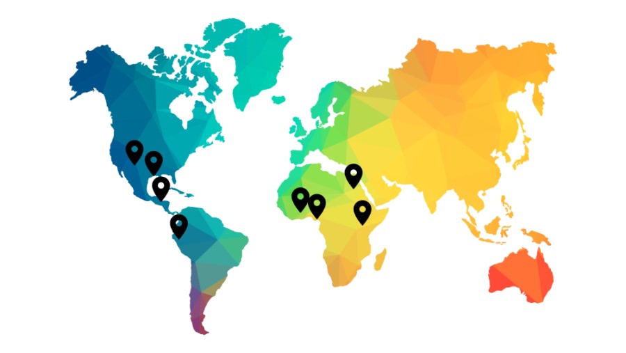 Colorful map of the main continents