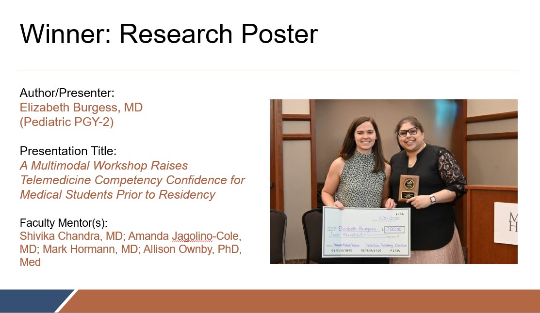 Card with details about award and photo