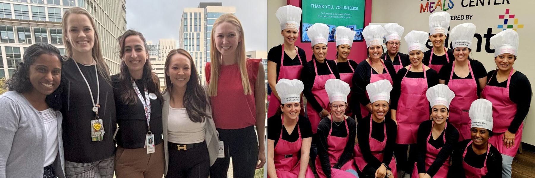 CARE team group photo and volunteering at Kids Meals