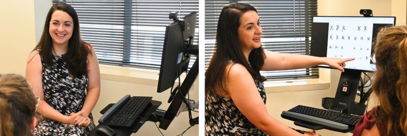 Collage of genetic counselor speaking with patient