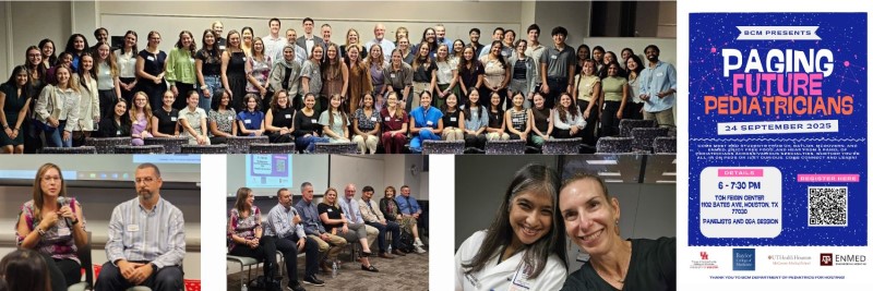 Collage of group photo, panel presenters, and selfies