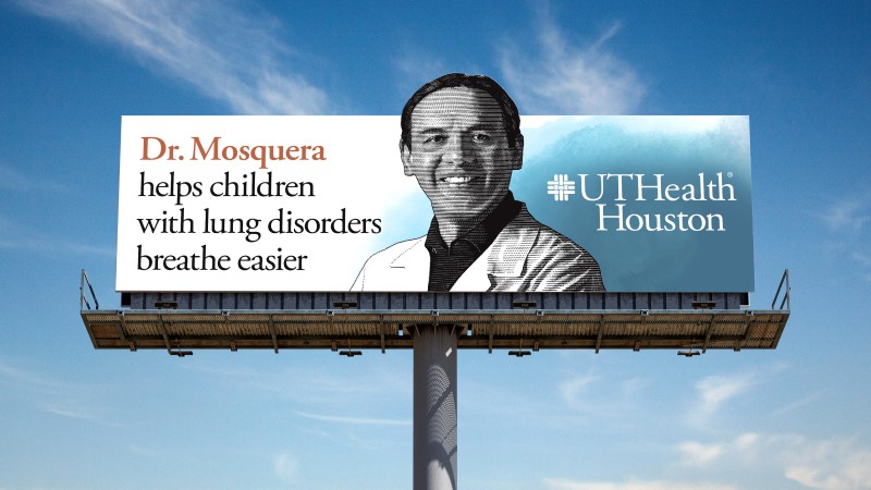 Billboard with doctor in white coat