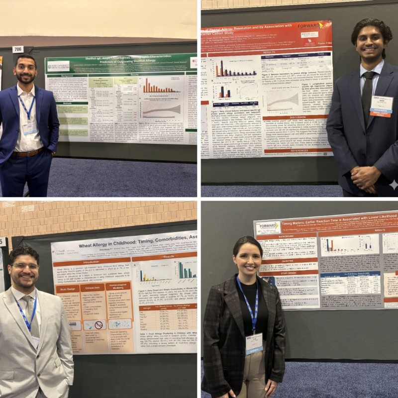 Collage of trainees standing in front of research posters