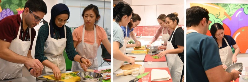 Collage of residents making healthy food