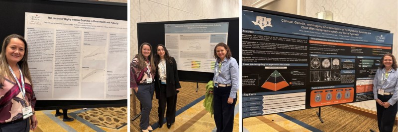 Collage of doctors standing in front of research posters