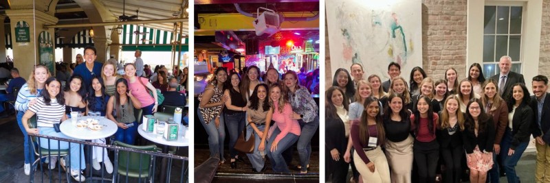 Collage of trainees and faculty in social settings