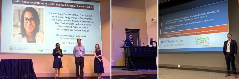 Collage of doctors presenting on stage