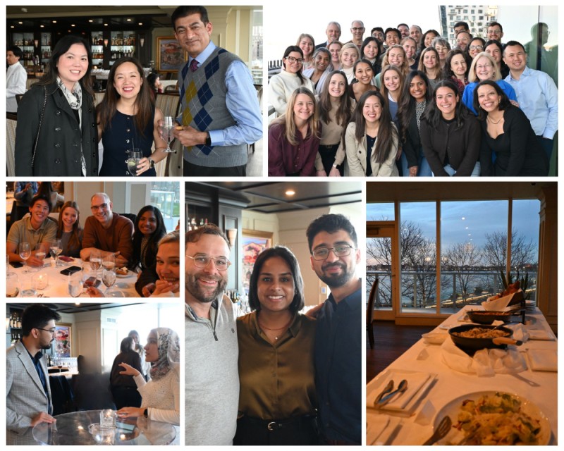 Collage of people at a dinner party