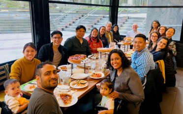 Group seated around a table at a restaurant