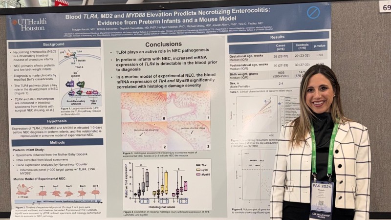 Maggie standing next to her research poster