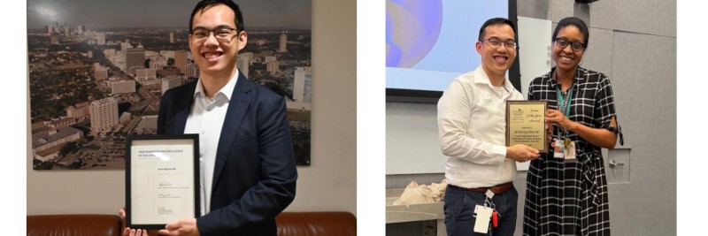 Collage of Kevin Nguyen, MD, receiving awards