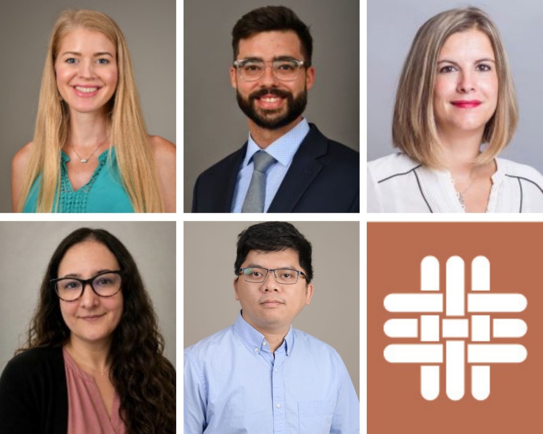 Collage of 5 headshots and the UTHealth Houston tapestry logo