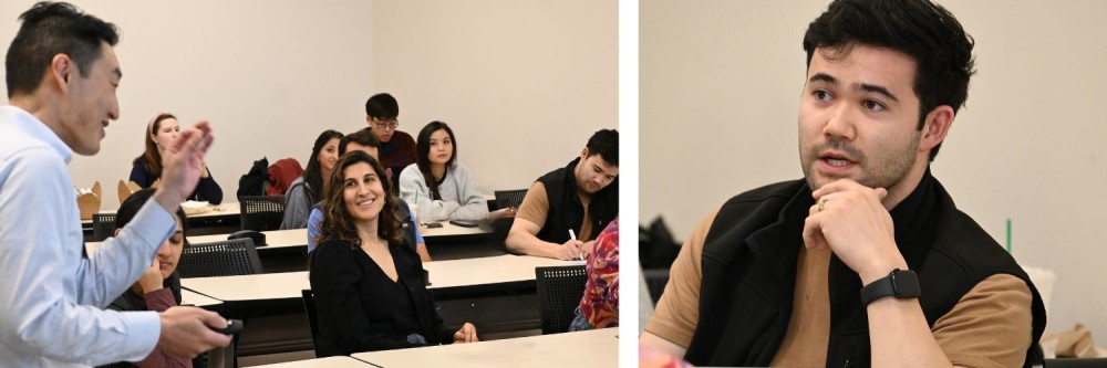Collage of two photos of classroom setting