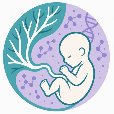 Fetus with placenta illustration