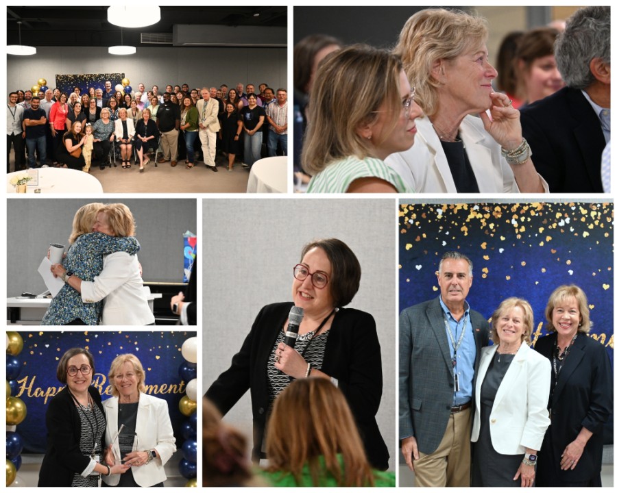 Collage of photos from Dr. Hecht's retirement party
