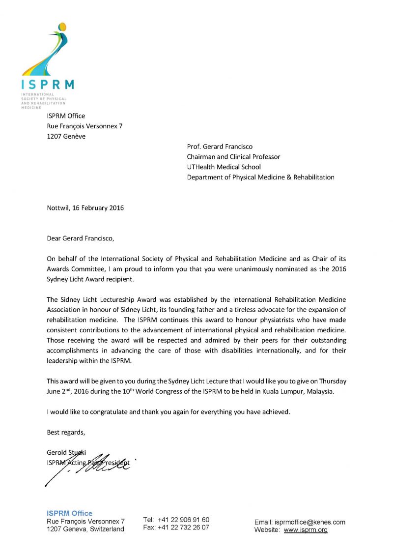 ISPRM Letter from Gerard Francisco