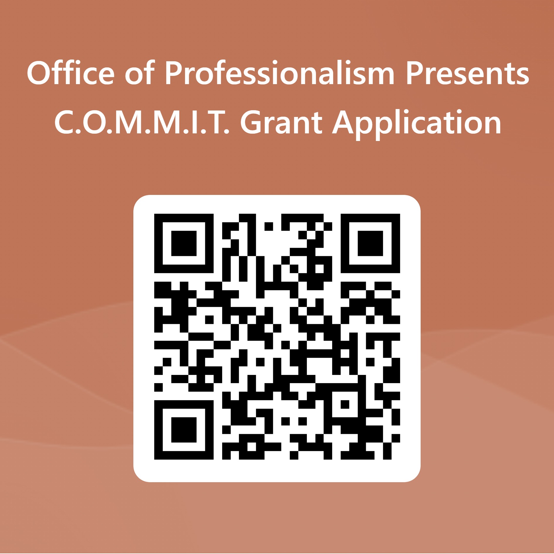QR code for student organizations to access the COMMIT Grant application.
