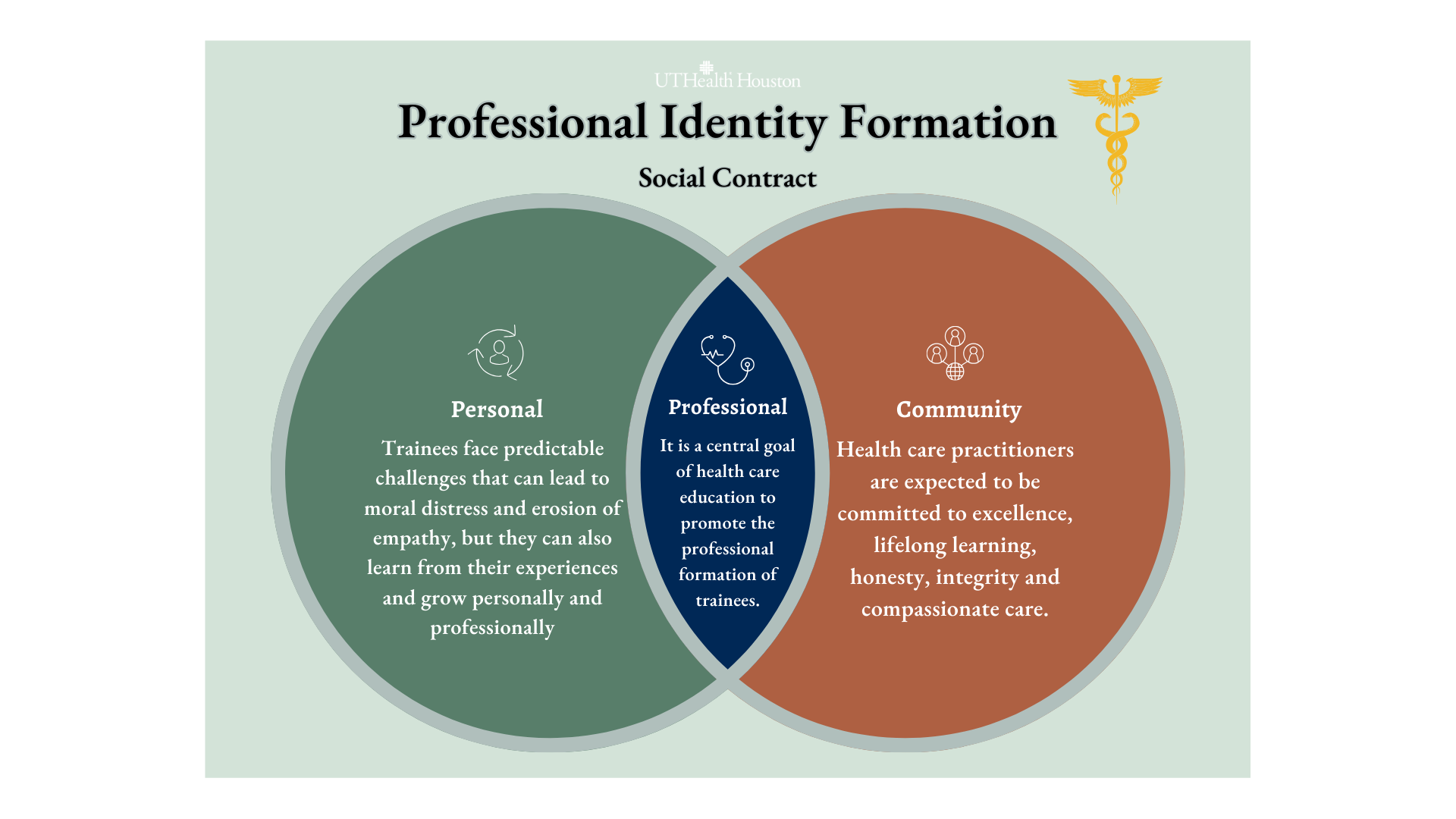 social contract of professional identity formation as a Venn diagram.