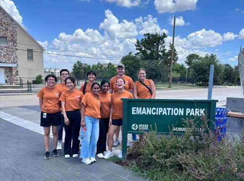 group photo of students at Emancipation Park