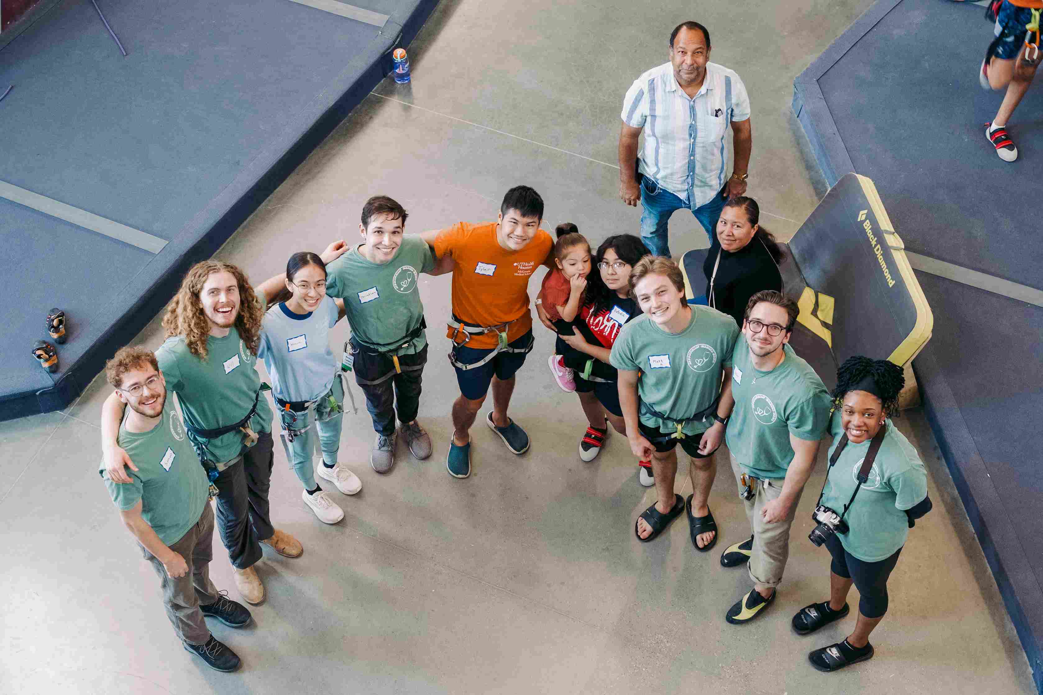 group photo of students at Kids Climb Day event by McGovern Climbing Club.