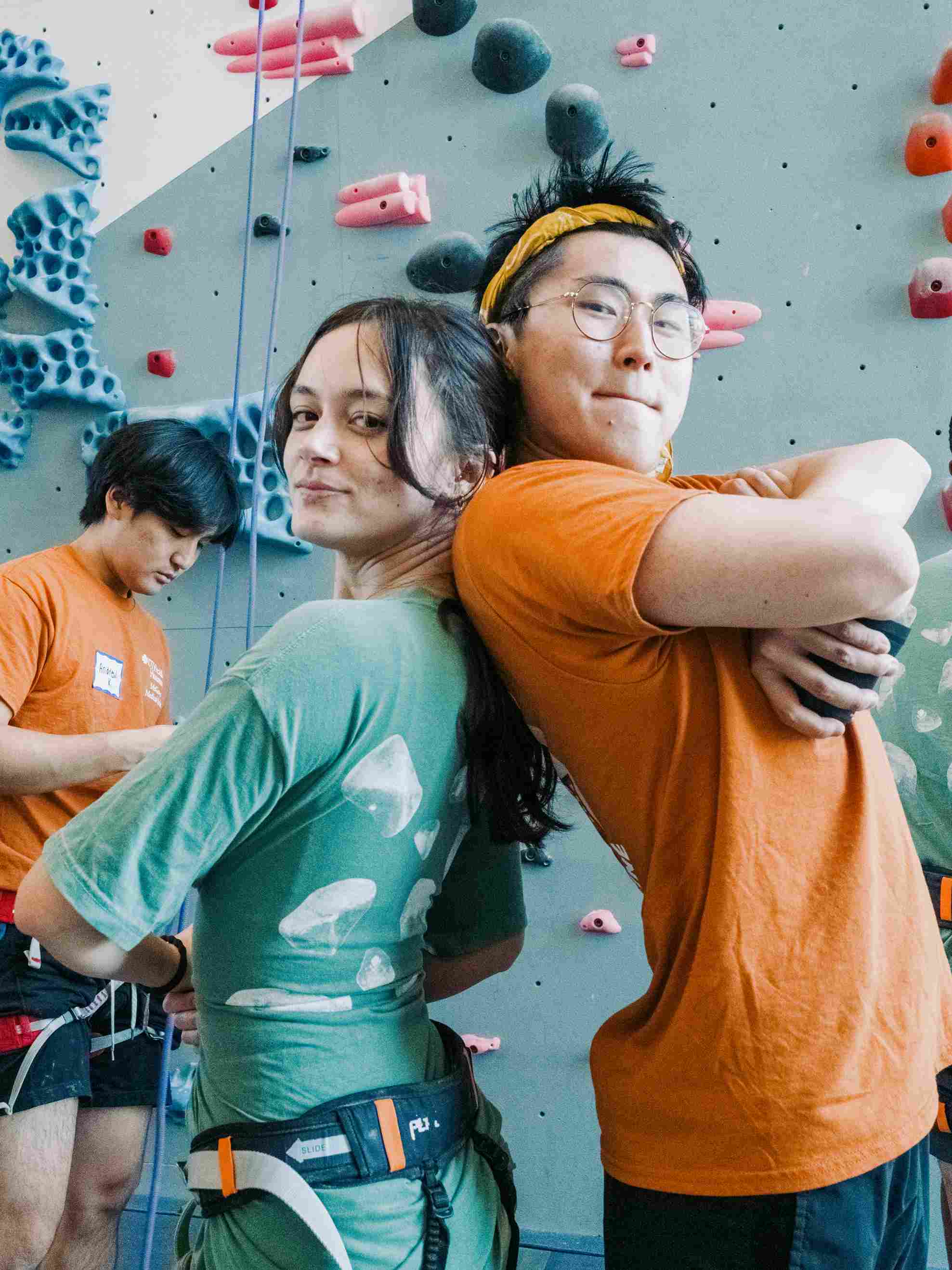 students at Kids Climb Day event by McGovern Climbing Club.