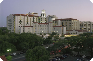 full view of memorial hermann tmc at night