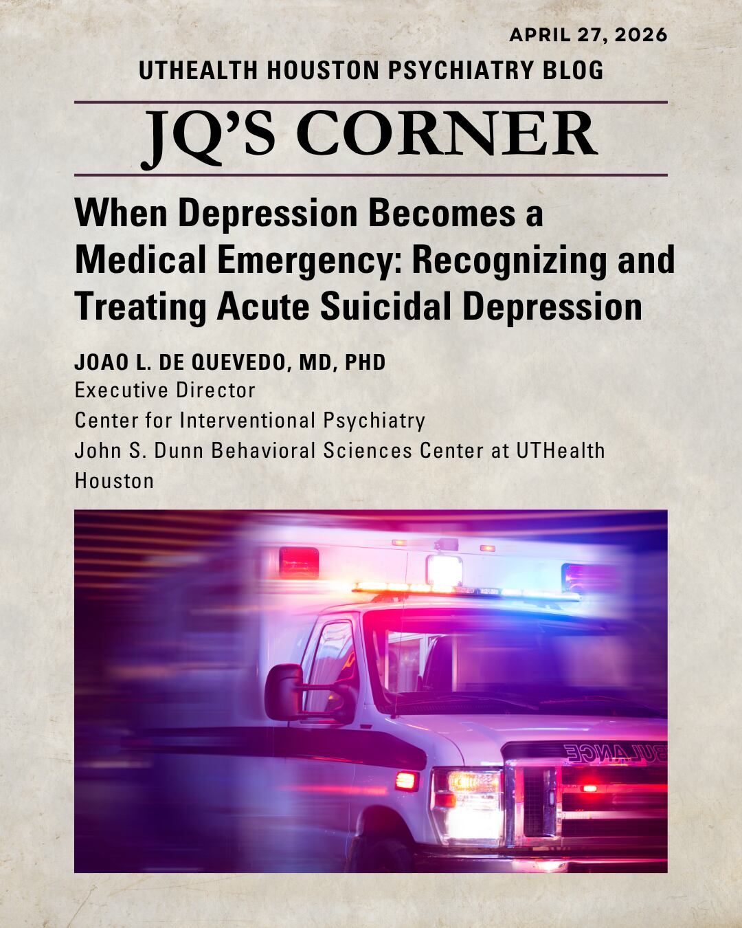 image of depression medical emergency blog post jq's corner
