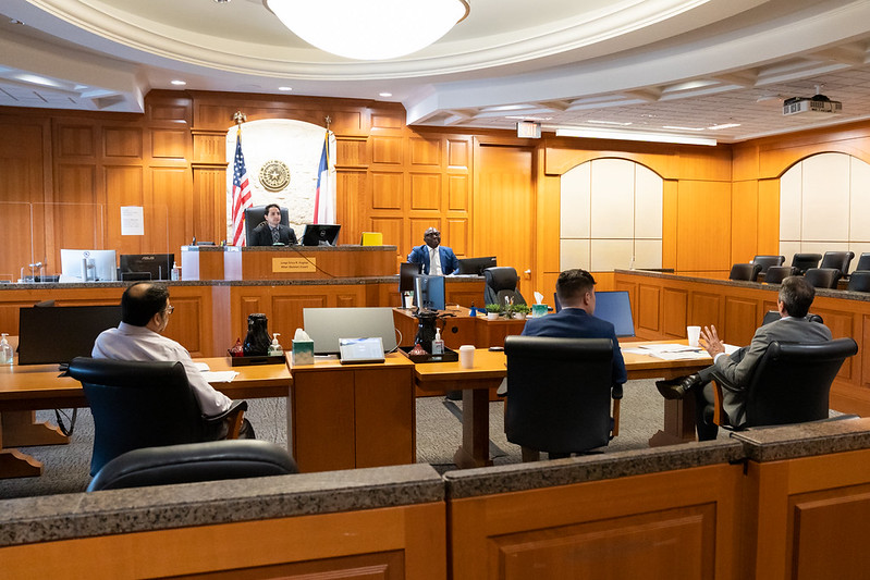 Mock trial hearing view from the audience.