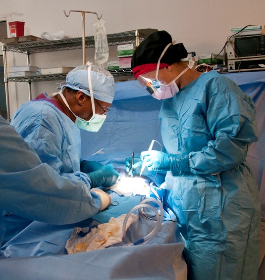 Drs. Roger and Ritha Belizaire operating in Haiti, June 2011