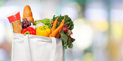 cloth bag filled with groceries
