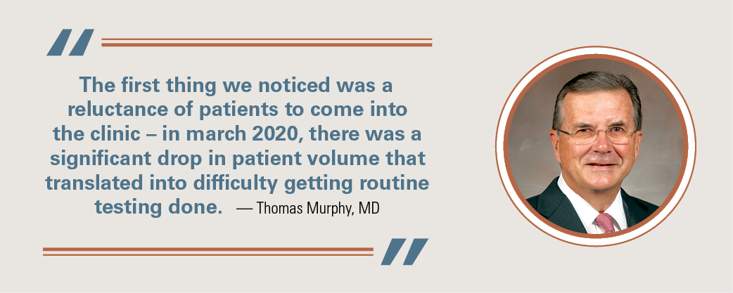 Thomas Murphy, MD's headshot and quote about patient volume