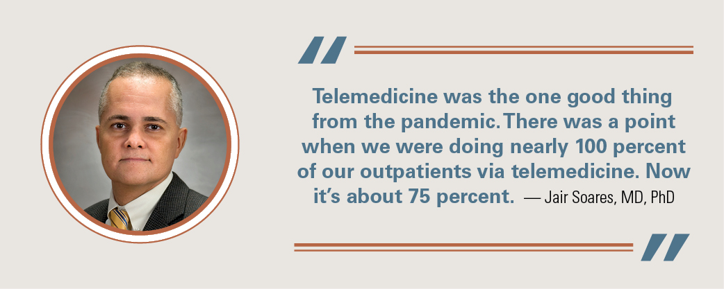 Jair Soares, MD, PhD's headshot and quote about telemedicine