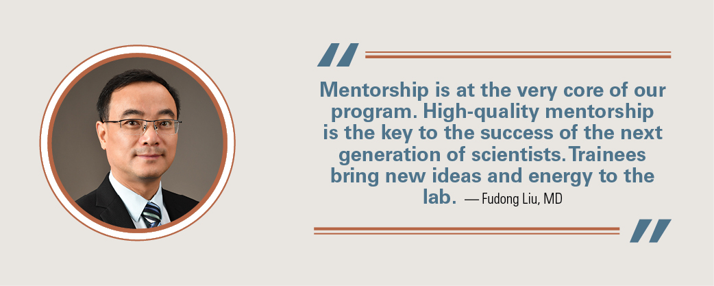 Fudong Liu, MD's headshot and quote about mentorship