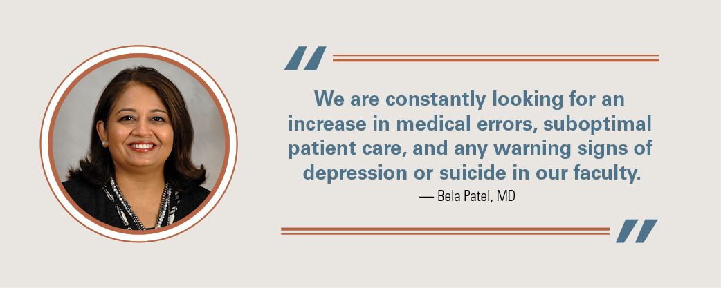 Bela Patel, MD's headshot and quote about recognizing rippling effects