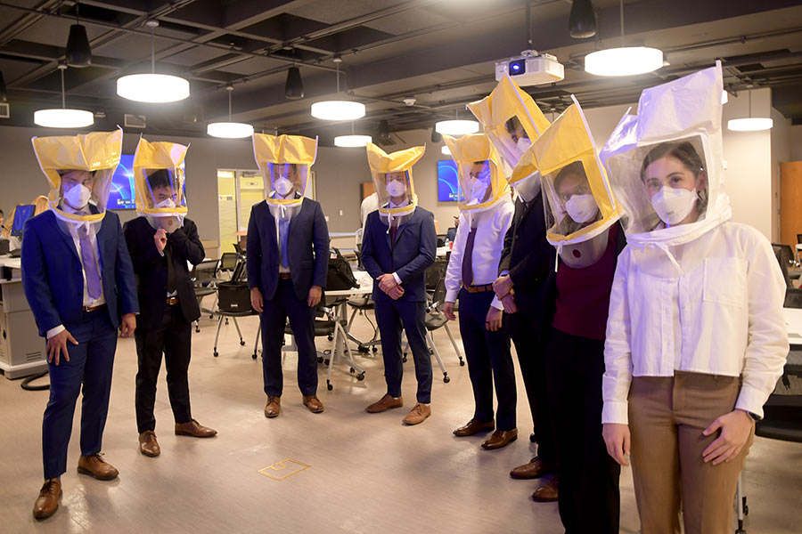 Anesthesiology residents are fitted for their respiratory masks