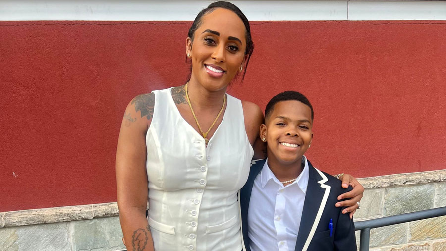 Daron with his "Auntie Blair"