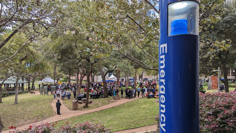 A telephone pedestal for campus safety