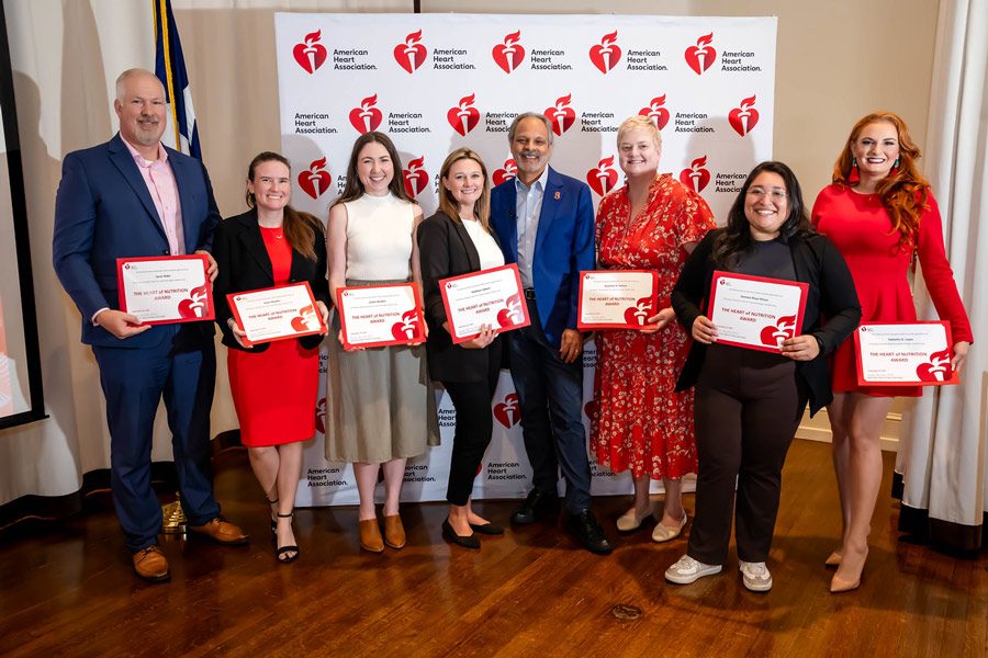 Members of various student food pantries across Texas receive the Heart of Nutrition Awards from the American Heart Association
